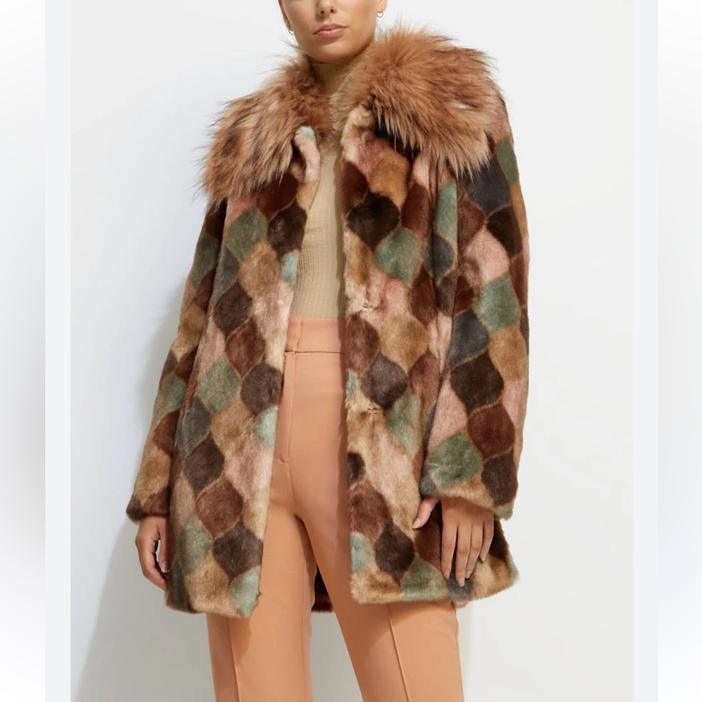 Anthropologie Multicolor Faux Fur Coat